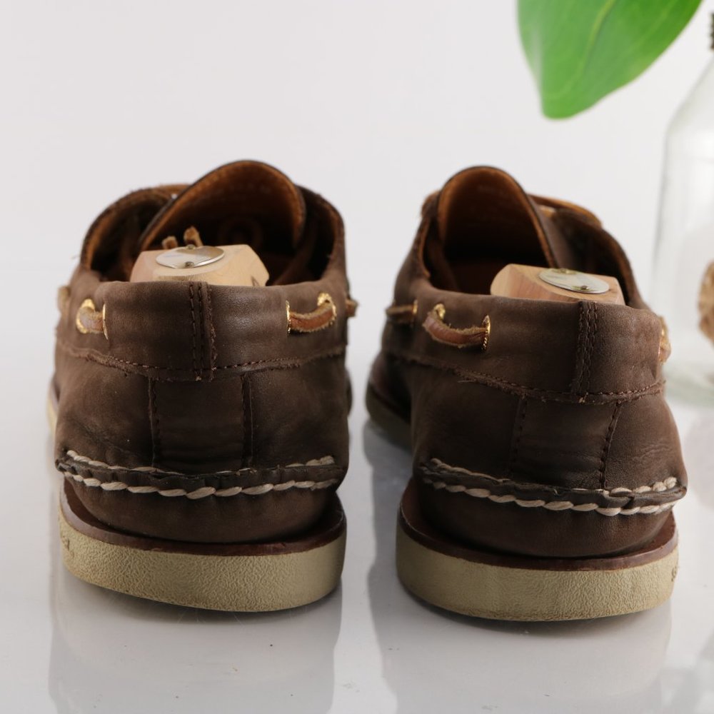 Sperry Gold Cup Boat Shoe Moc Loafer Slip On Brown Gold Plate Eyelet Men 10.5 - Picture 6 of 13